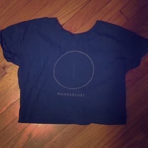 Blue adidas crop top; Wanderlust